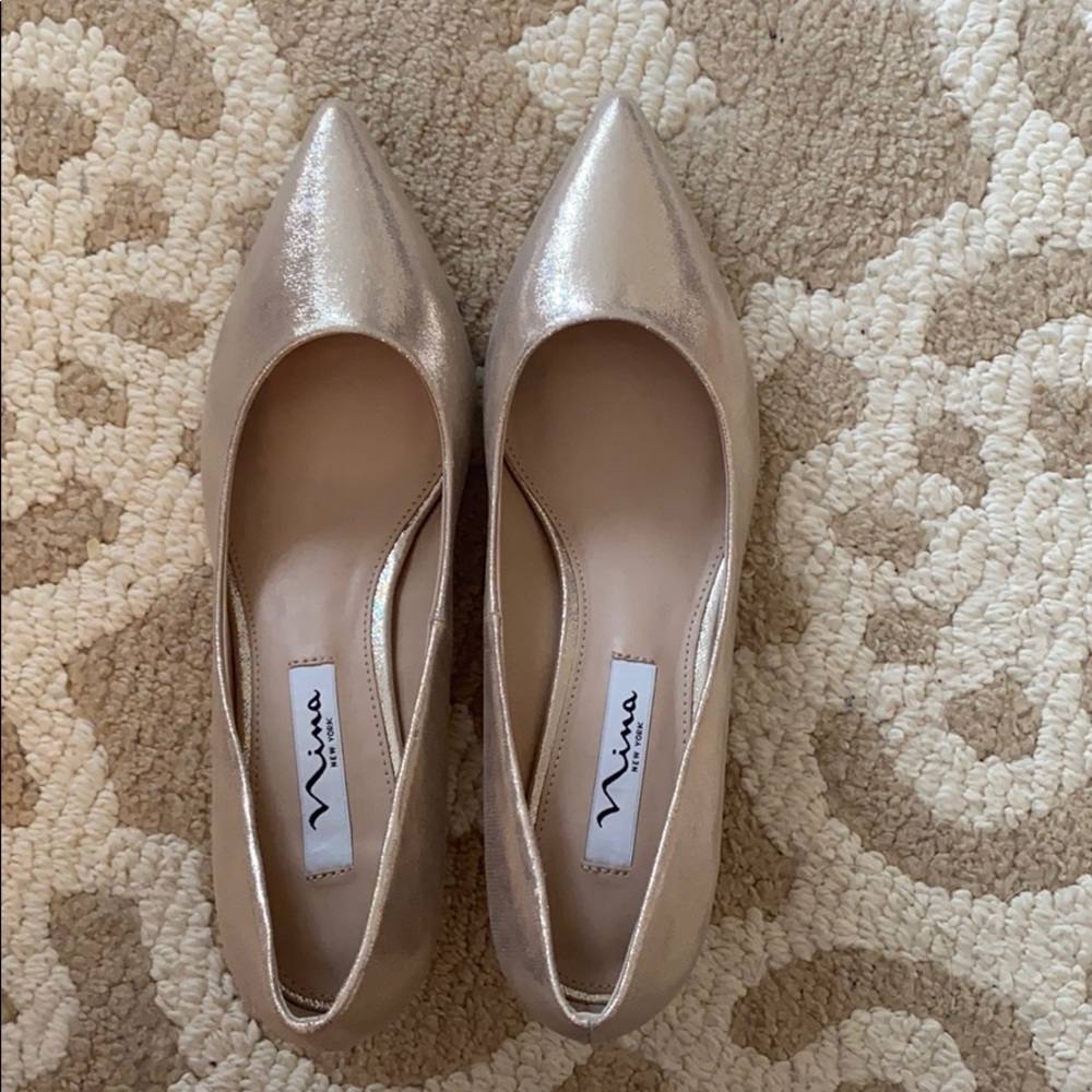 Nina New York rose gold pumps with crystal heels